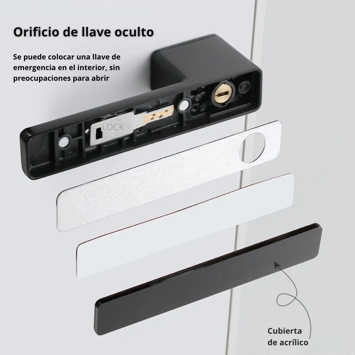 Cerradura De Llave Oculta Puerta Interior. Manija Minimalista Para Puertas 36-56Mm De 6.4X2.9” (163Mm X 58Mm). Color Negro Mate. 2