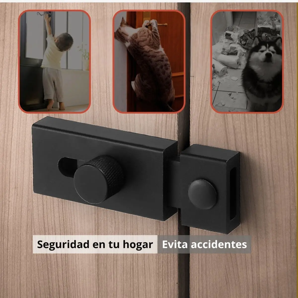 Picaporte Cerrojo Pasador Tipo Perno De Seguridad De 4” (10 Cm) En Aleación De Aluminio Con Instalación Sin Tornillos Para Puertas Y Ventanas. Aldaba. Color Negro 1