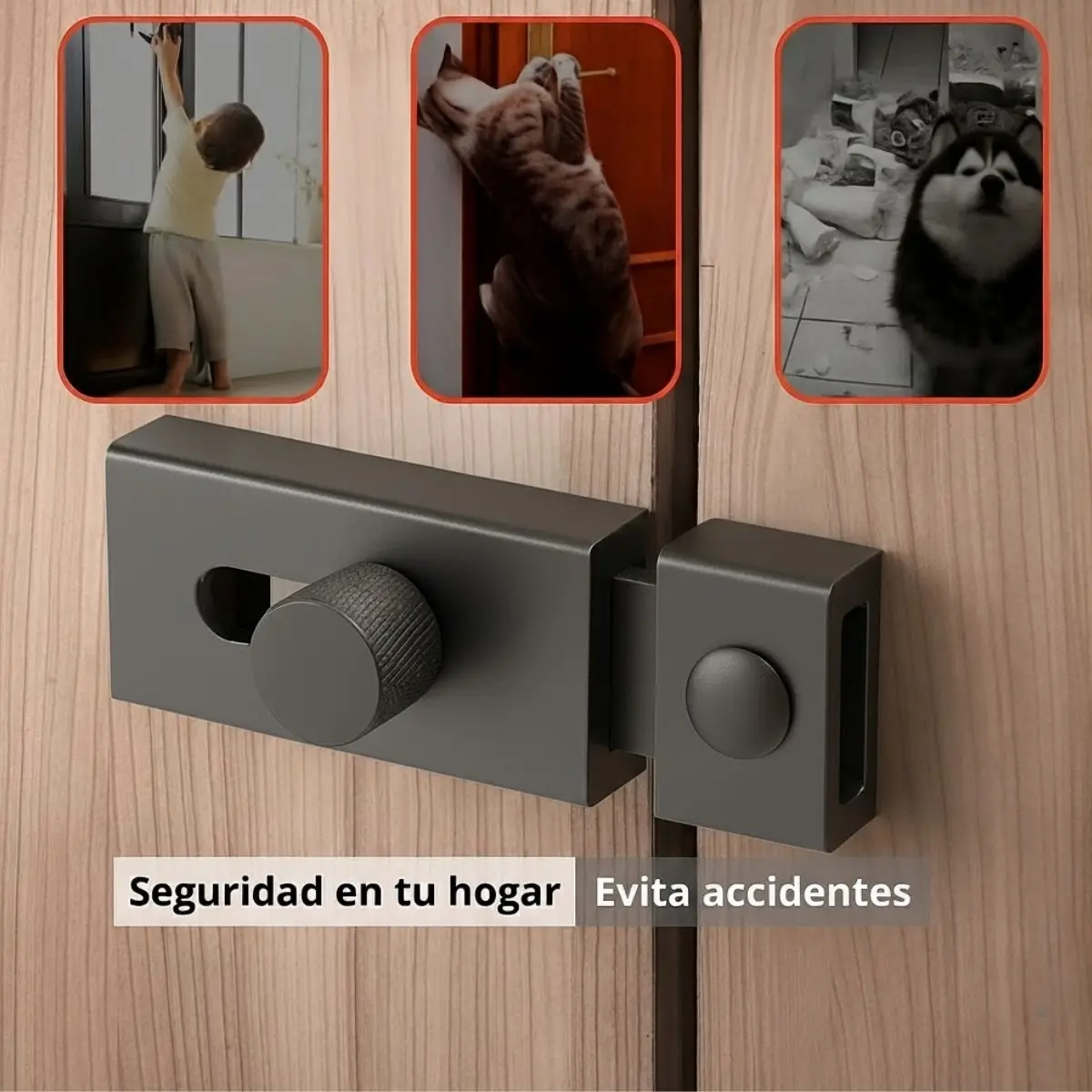 Picaporte Cerrojo Pasador Tipo Perno De Seguridad De 3” (8 Cm) En Aleación De Aluminio Con Instalación Sin Tornillos Para Puertas Y Ventanas. Aldaba. Color Gris 1