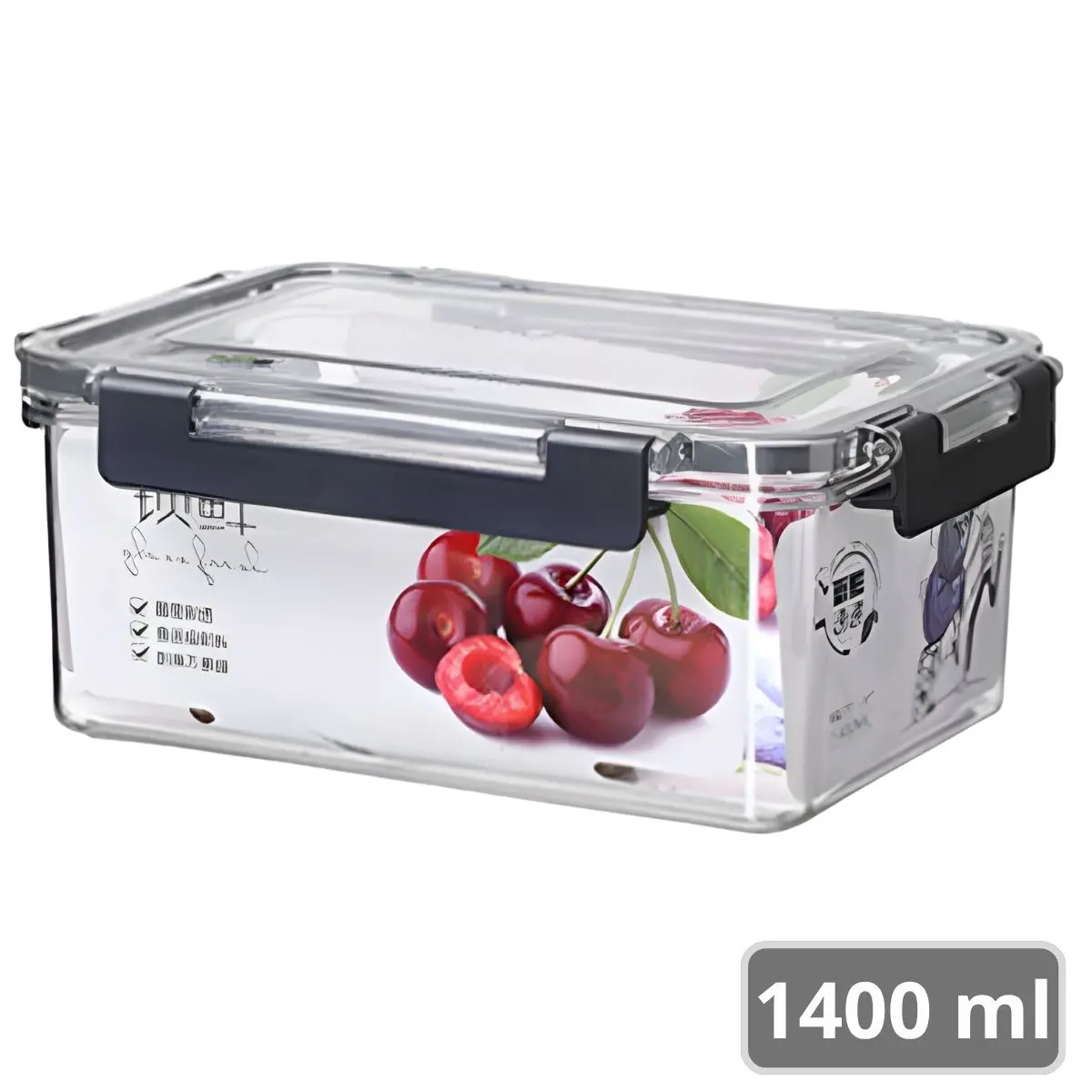 Recipiente Hermético De Almacenamiento Apilable De 1.4 Litros De Pet Grado Alimenticio. Vasija De Comida Para Microondas Y Refrigerador. Caja De Almacenamiento Sellada. 1