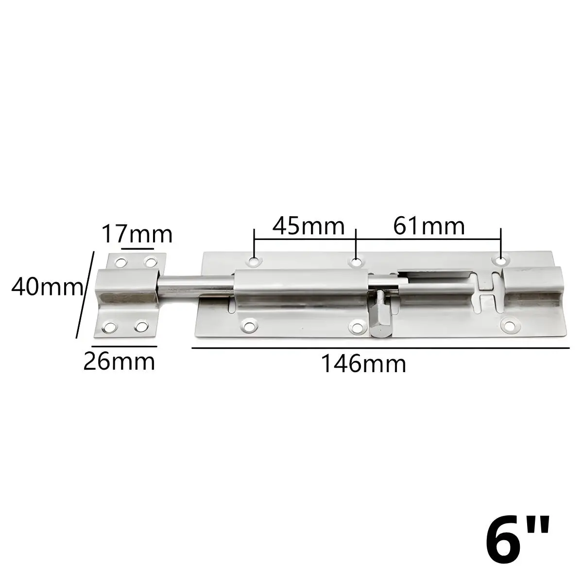 Pasador Picaporte Galvanizado Tipo Perno 6” (15.2Cm). Cerrojo De Seguridad De Acero Inoxidable Anticorrosivo Para Puertas, Ventanas Y Portones 1