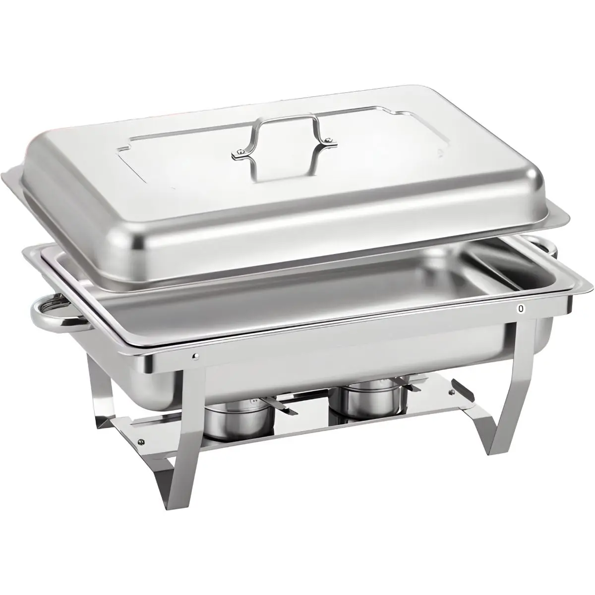 Chafing Dish Rectangular De Acero Inoxidable De Un Compartimiento Calentamiento Por Alcohol Para Hoteles, Restaurantes, Buffets, Catering. 1