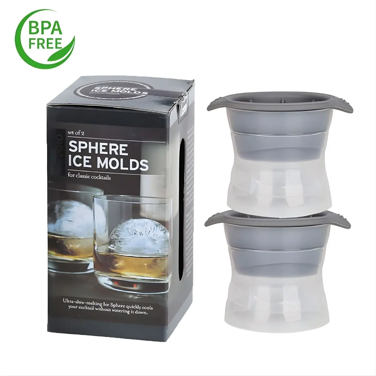 Molde Para Hielo Esférico De 2.4" (6Cm) De Silicona De Grado Comestible Libre De Bpa. Molde Para Bola De Hielo(2Unds) 1