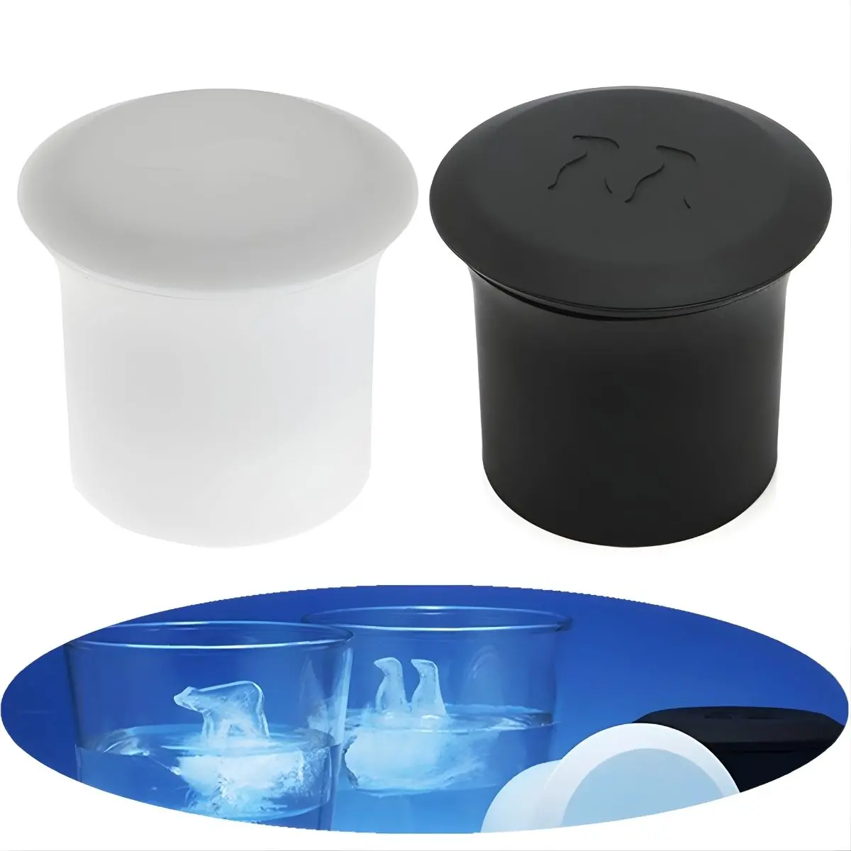 Molde Para Cubos Hielo De Silicona De Grado Alimenticio Libre De Bpa Con Forma De Pingüinos Y Oso Polar. (2 Unds) 2