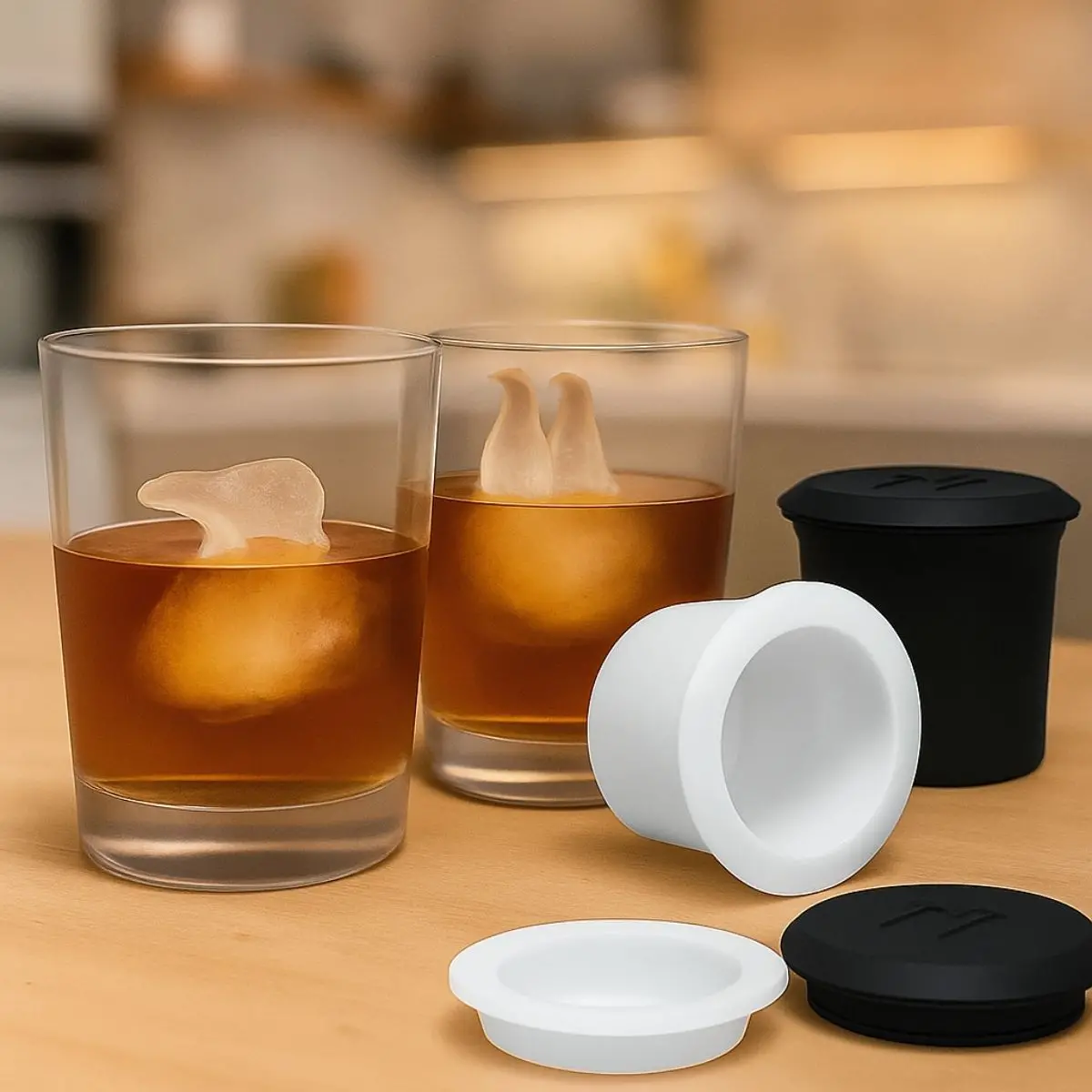 Molde Para Cubos Hielo De Silicona De Grado Alimenticio Libre De Bpa Con Forma De Pingüinos Y Oso Polar. (2 Unds) 1