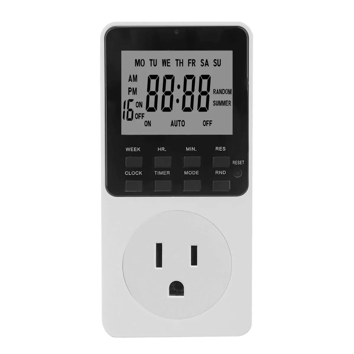Temporizador Digital Programable Semanal 7 Días. Tomacorriente Con Pantalla Lcd, Doble Función On/Off Automático. Timer 125V 15A. 1
