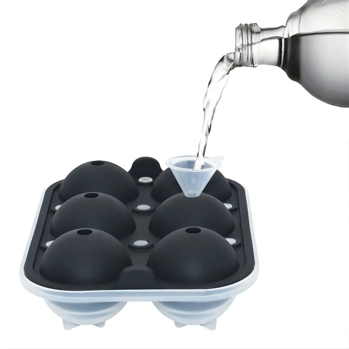 Molde De Silicona Para Hielo En Esferas Grandes De 6 Cm Con Embudo. 2
