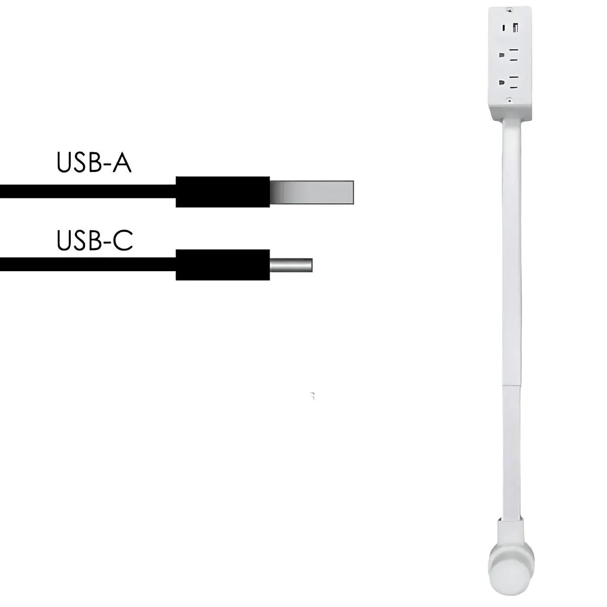 Enchufe Regleta Extensible De 43 A 68 Cm. Con Puerto Usb Y Tipo-C. 2