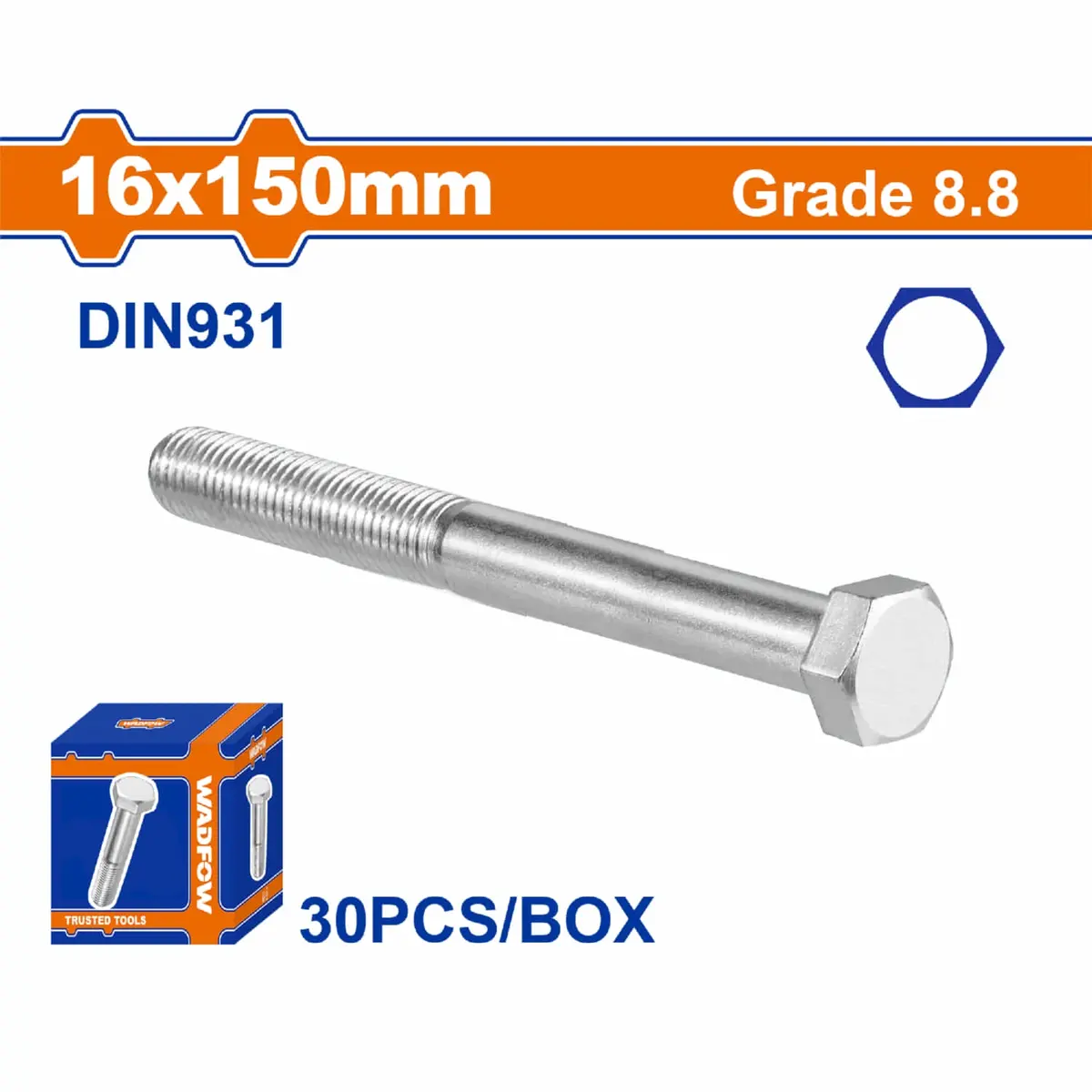 Tornillos Hexagonales Rosca Completa. Grado 8.8 Acero Al Carbono Galvanizado. Pernos Hexagonales 20