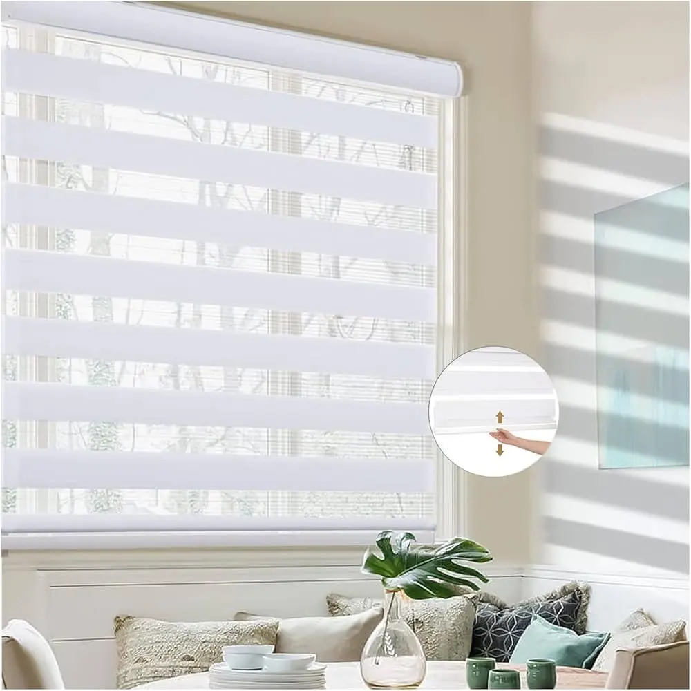 Persianas Rollers Enrollables Eclipse Zebra Dia Y Noche. Color Blanco. 1