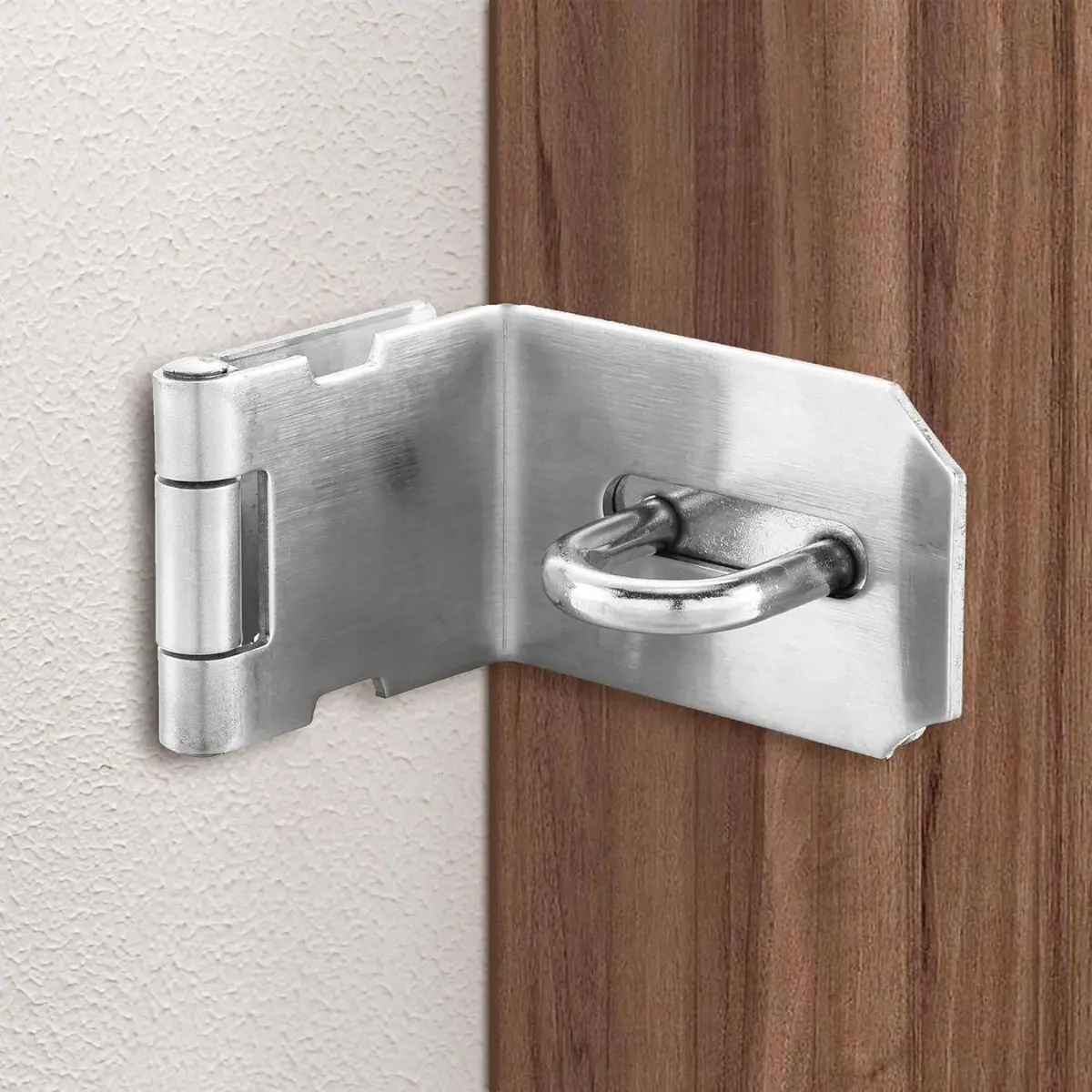 Aldaba Portacandado 5". Acero Inoxidable Con Diseño En 90 Grados. Pestillo De Seguridad Para Puertas Y Armarios. 1
