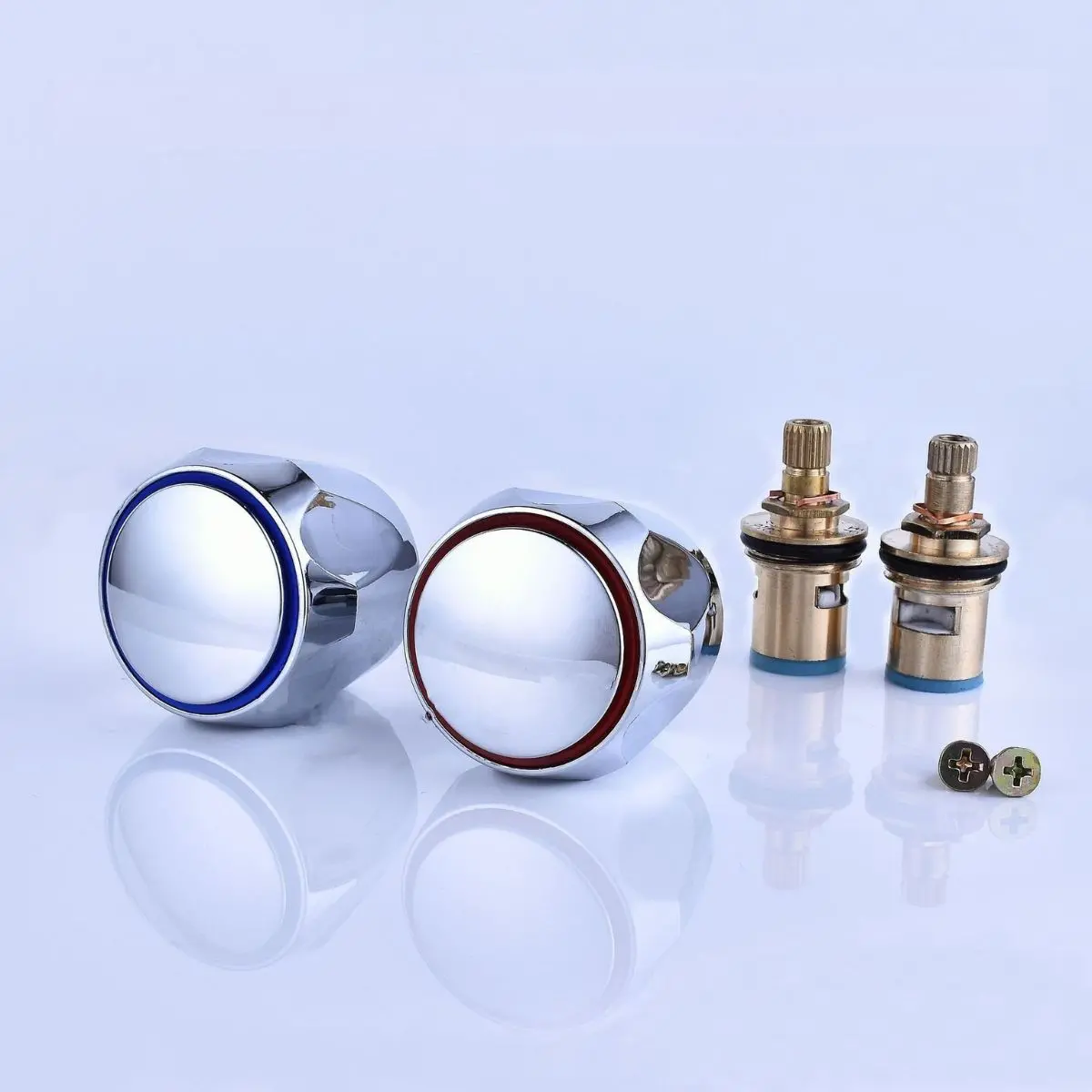 Manerales Para Ducha. Llaves De Agua Caliente Y Fría. Con Cartuchos De Válvula 20 Dientes. Manijas. (Set De 2 Piezas) Cabezales 1