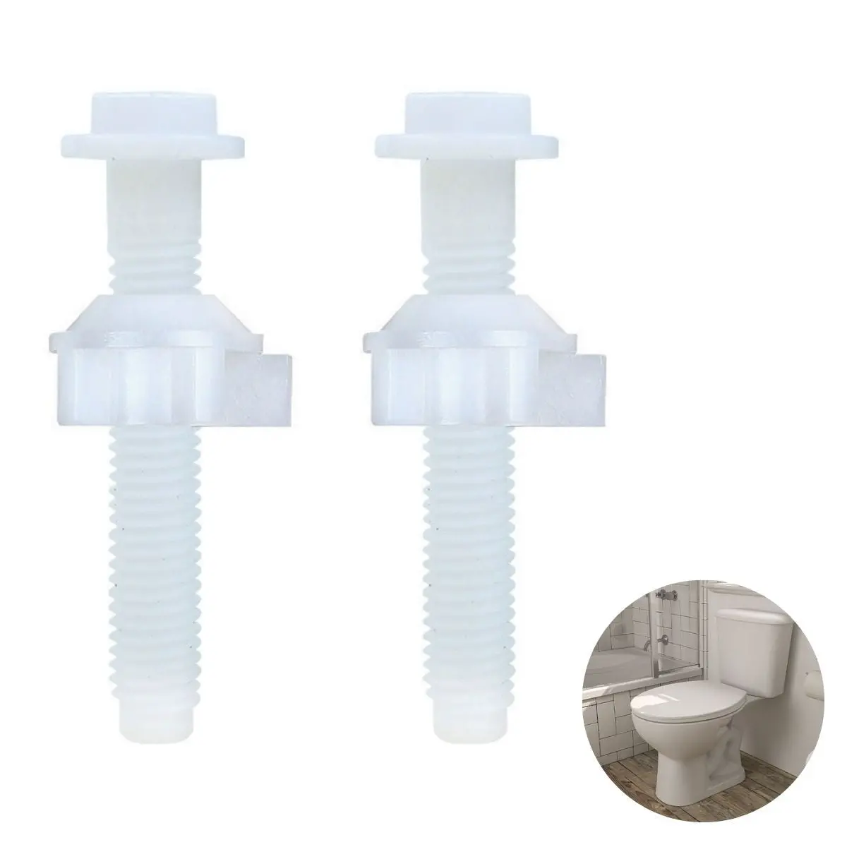 Tornillos Plásticos Para Asiento De Inodoros Con Tuerca Lateral (Set De 2 Unidades) 1
