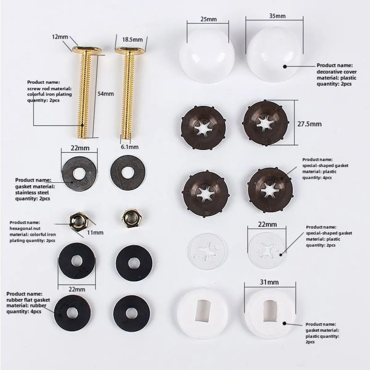 Tornillos Y Accesorios Para Montaje De Inodoros. Kit De Fijación. 2