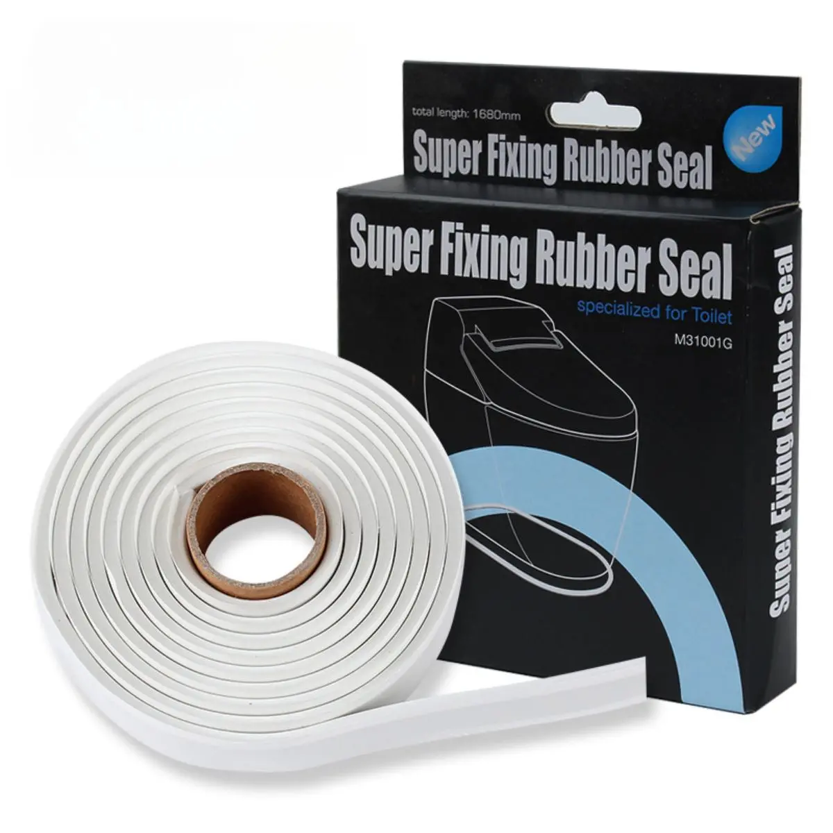 Cinta Selladora Impermeable Adhesiva Para Inodoros Y Lavamanos Baño Goma Flexible Antifugas De 1680Mm. 1