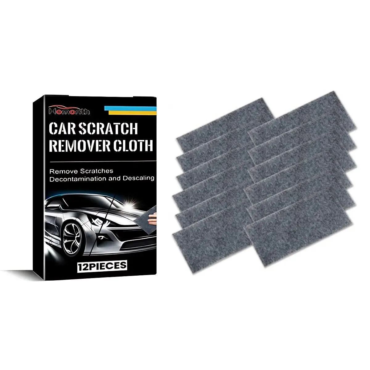 Paño Removedor De Rayones Para Auto. Paño Multiusos De Reparación De Arañazos Para Carros. Quita Rayas De Carro (Set De 12 Unds) 1