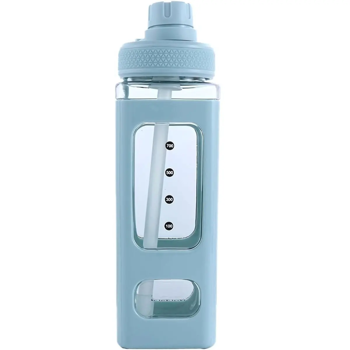 Botella De Agua Plastica 900 Ml. Termo Cuadrado Celeste. Bpa Free (23.7 Fl Oz). 1
