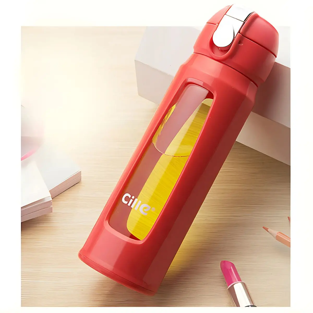 Botella De Agua Plástica 330 Ml. Termo Rojo Con Tapa A Prueba De Fugas. Bpa Free. 1
