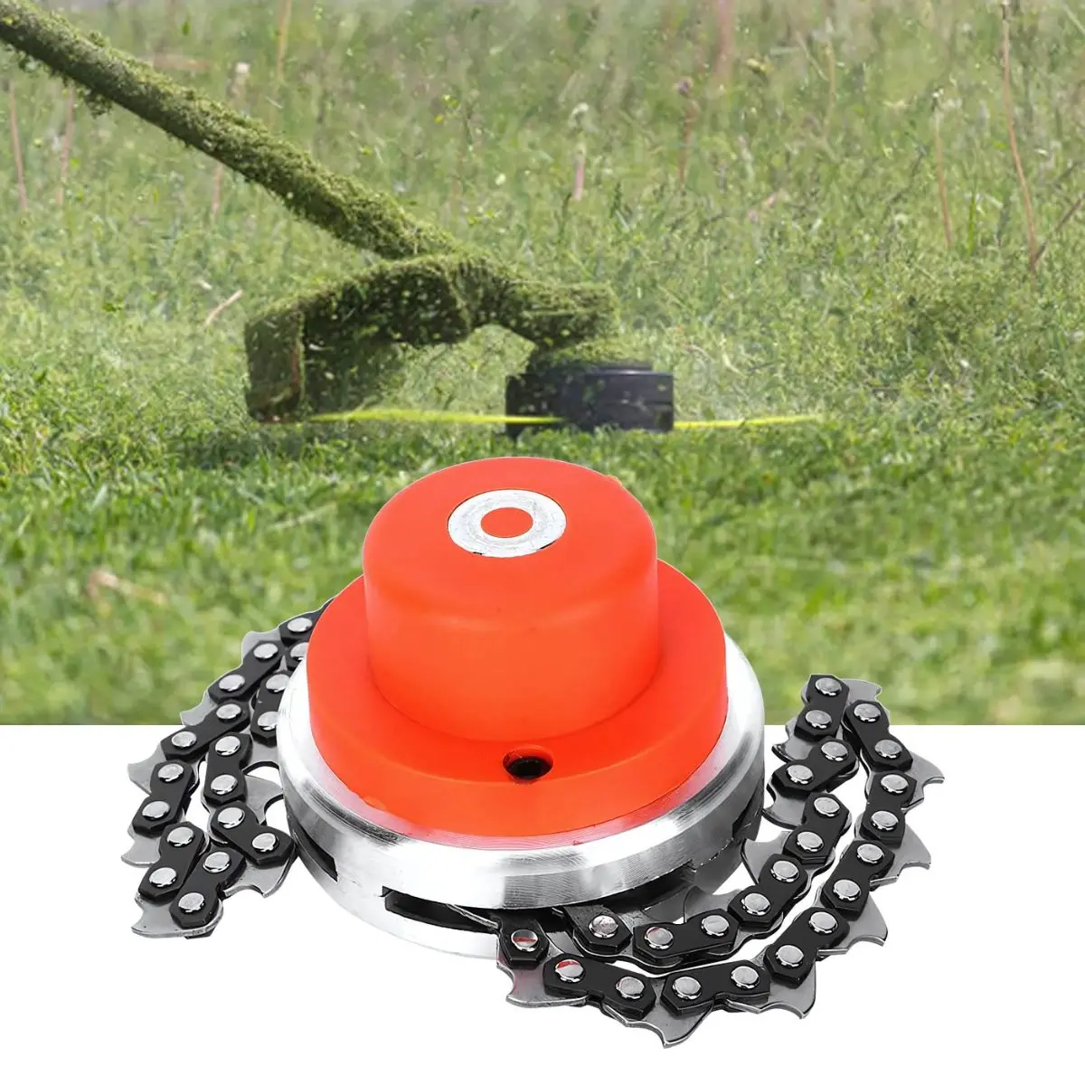 Cabezal De Cadena Para Desmalezadora Wira Cortagrama Para Hierba Alta. Cabezal De Corta Césped Universal. (Color Naranja) 2