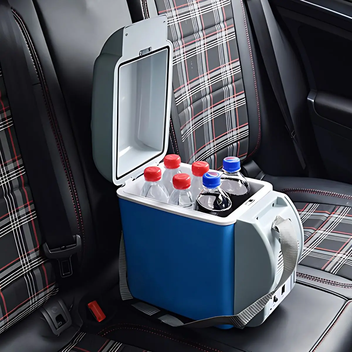 Mini Nevera Cooler Portátil 7.5L Para Auto. Hielera Para Carro12v. Función Frío 15°C Y Calor 60°C. Hielera Pequeña Color Azul. 31X17x31 Cm. 1