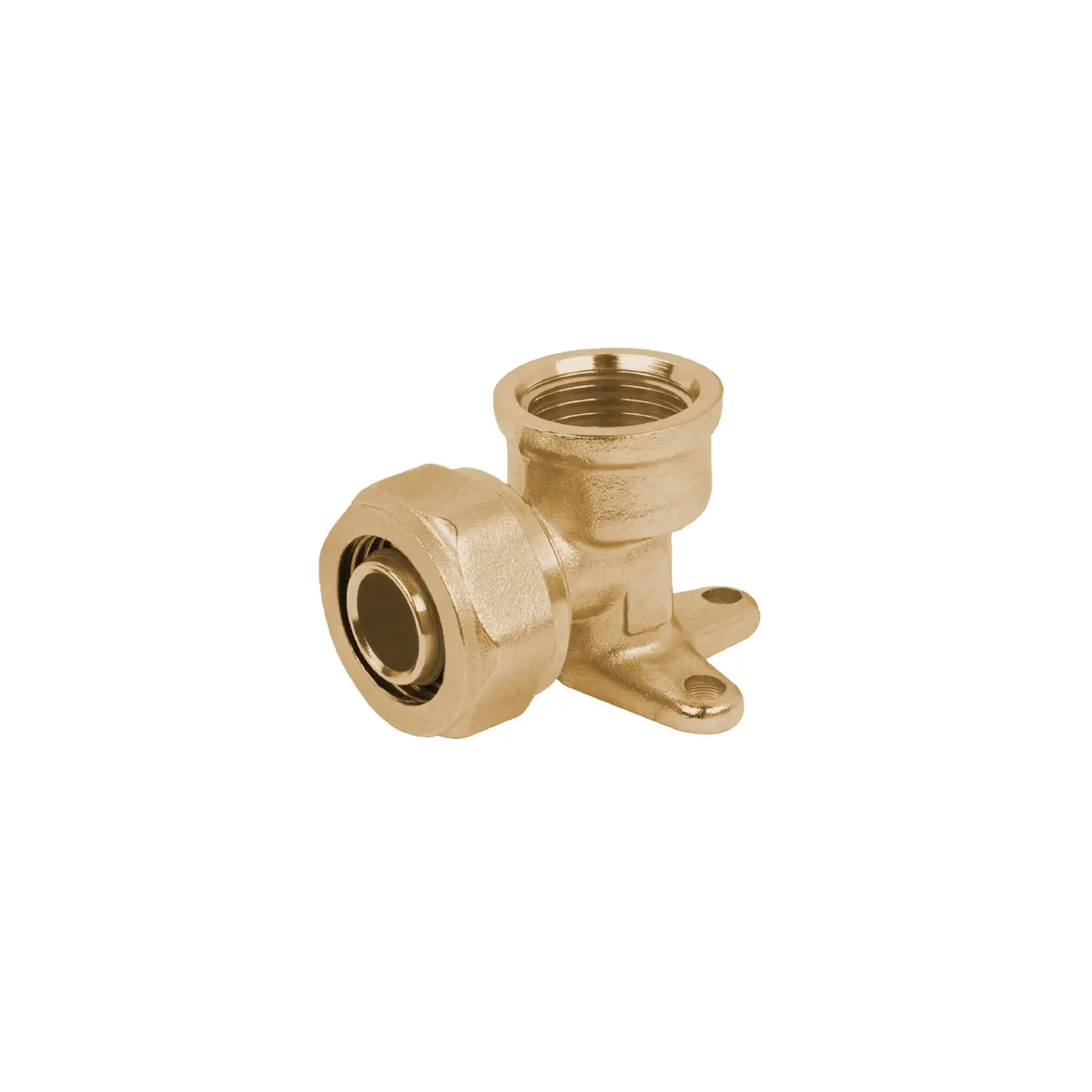 Codo De Compresión De Oreja 90° 1/2" Npt X 3/8" (16 Mm) En Latón. Soporte Fijo Para Agua Y Gas. 2