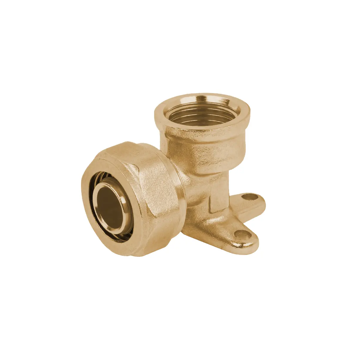 Codo De Compresión De Oreja 90° 1/2" Npt X 1/2" (20 Mm) En Latón. Soporte Fijo Para Agua Y Gas. 2