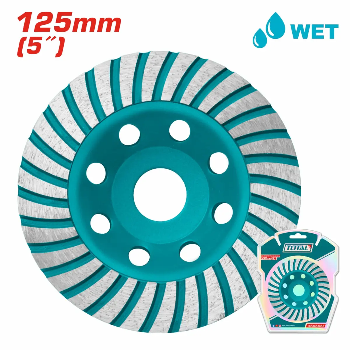 Disco De Desbaste Para Concreto 5" (125Mm) Superficie Húmeda. Rueda Copa De Diamante. 1