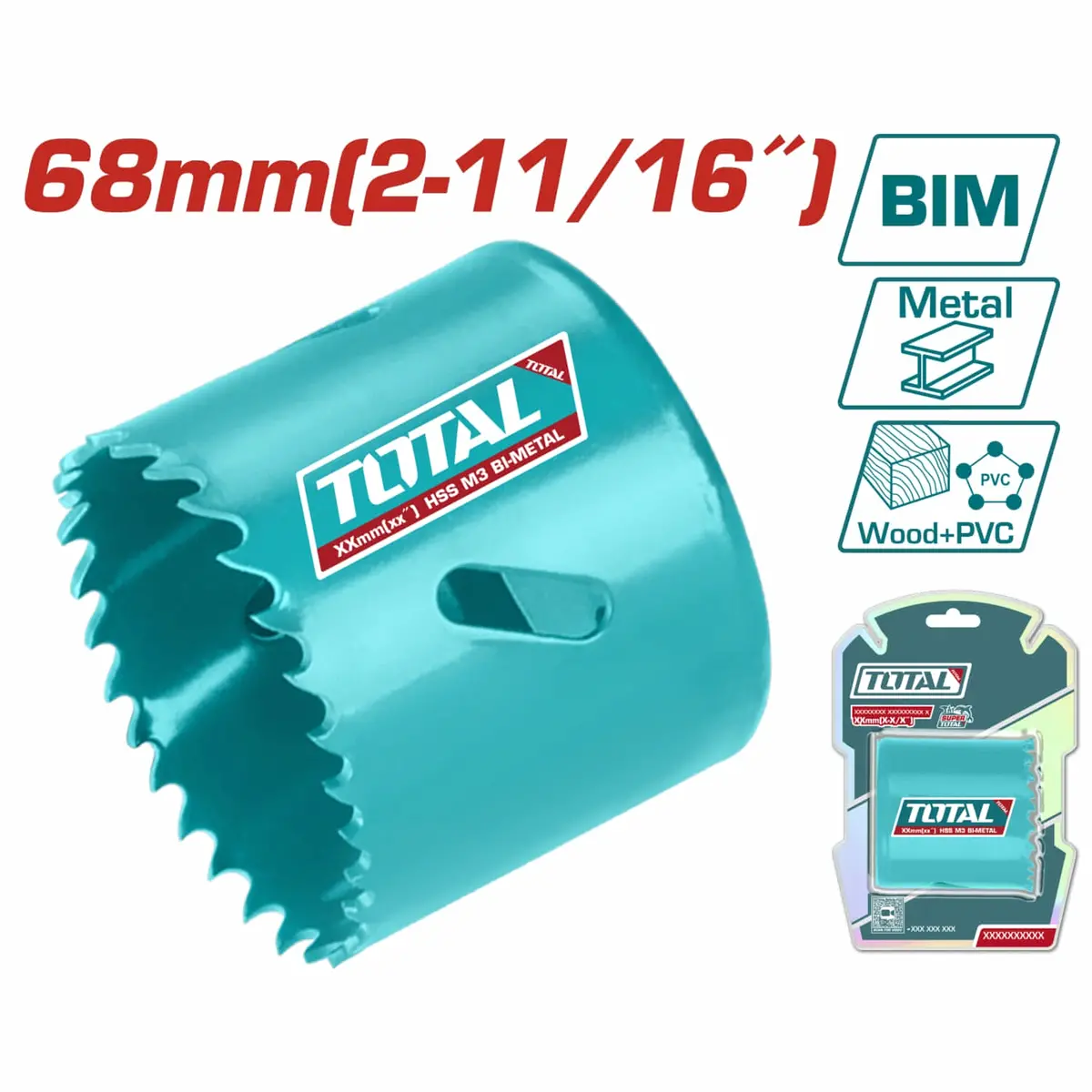 Broca Cilíndrica Hss M3 Bi-Metal, Dientes Variados 4-6Tpi, Diámetro 68Mm. 1
