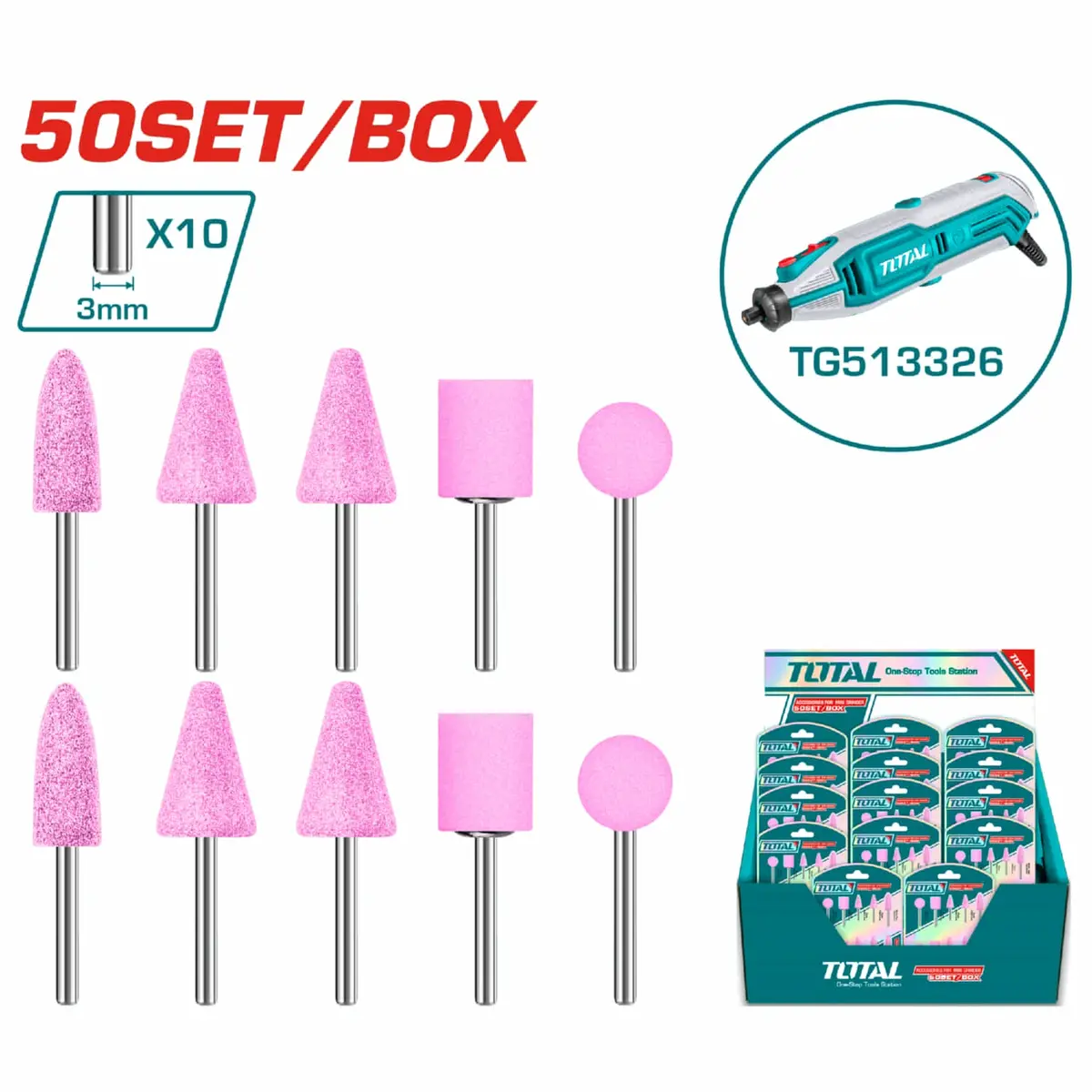 Accesorios Para Mini Mototools (Fresas De Rectificado) Compatible Con Tg513326, Tg2006, Tmgli12011. Set De 10 Piezas. 1
