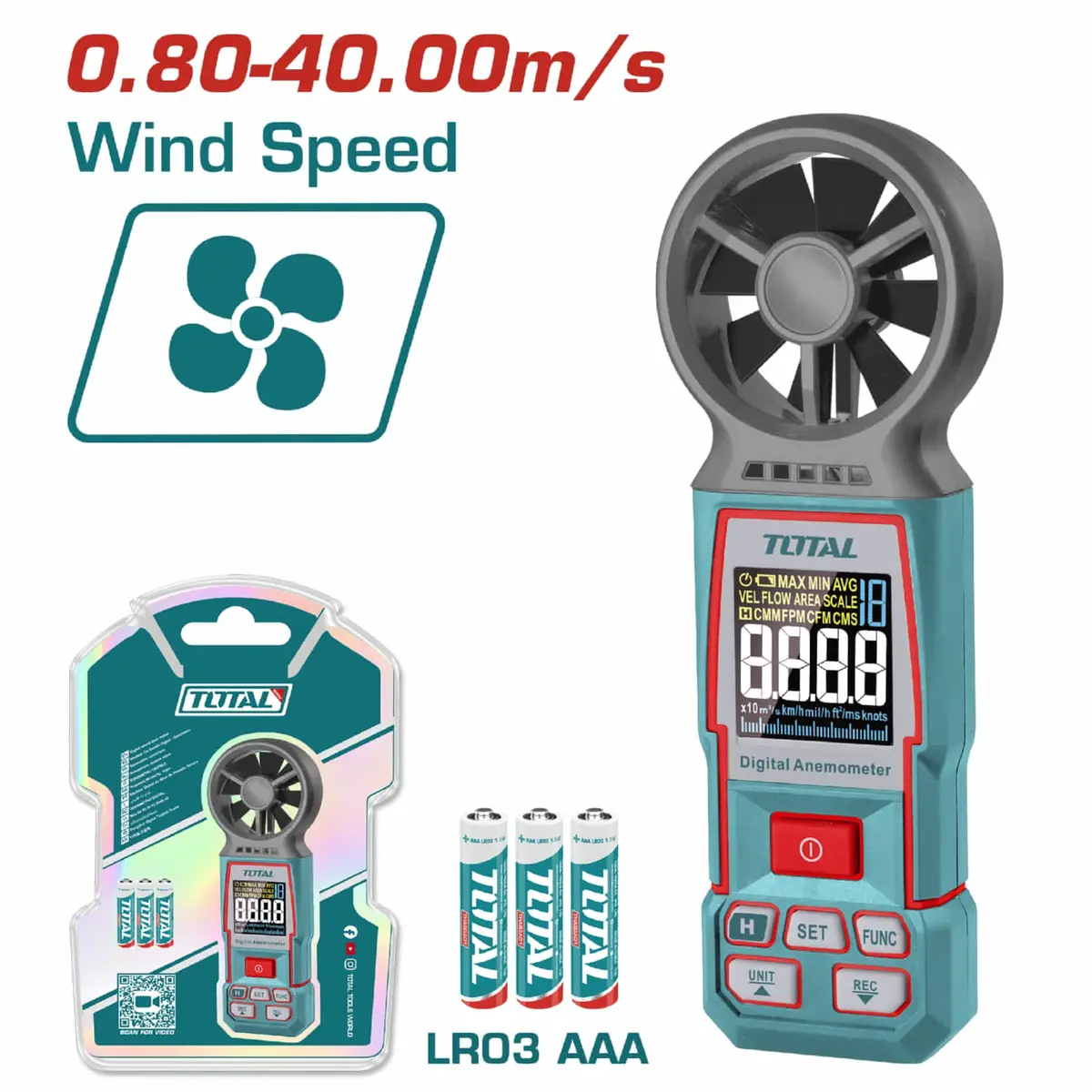 Anemómetro Digital Medidor De Velocidad Del Viento 0.80-40.00 M/S Flujo De Aire. 1