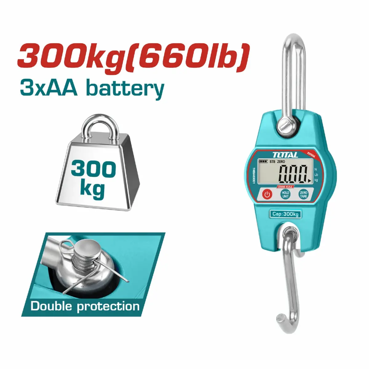 Balanza De Litio. Peso 300Kg (660Lb). Pantalla Lcd. Bascula. 1