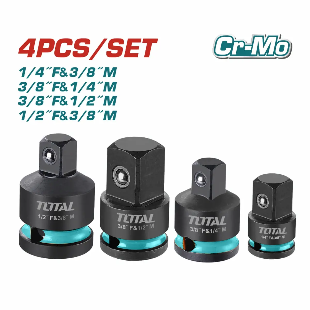 Adaptadores Para Dado Socket De Impacto. Material: Cr-Mo. Set De 4 Piezas. Enchufes De Impacto. 1