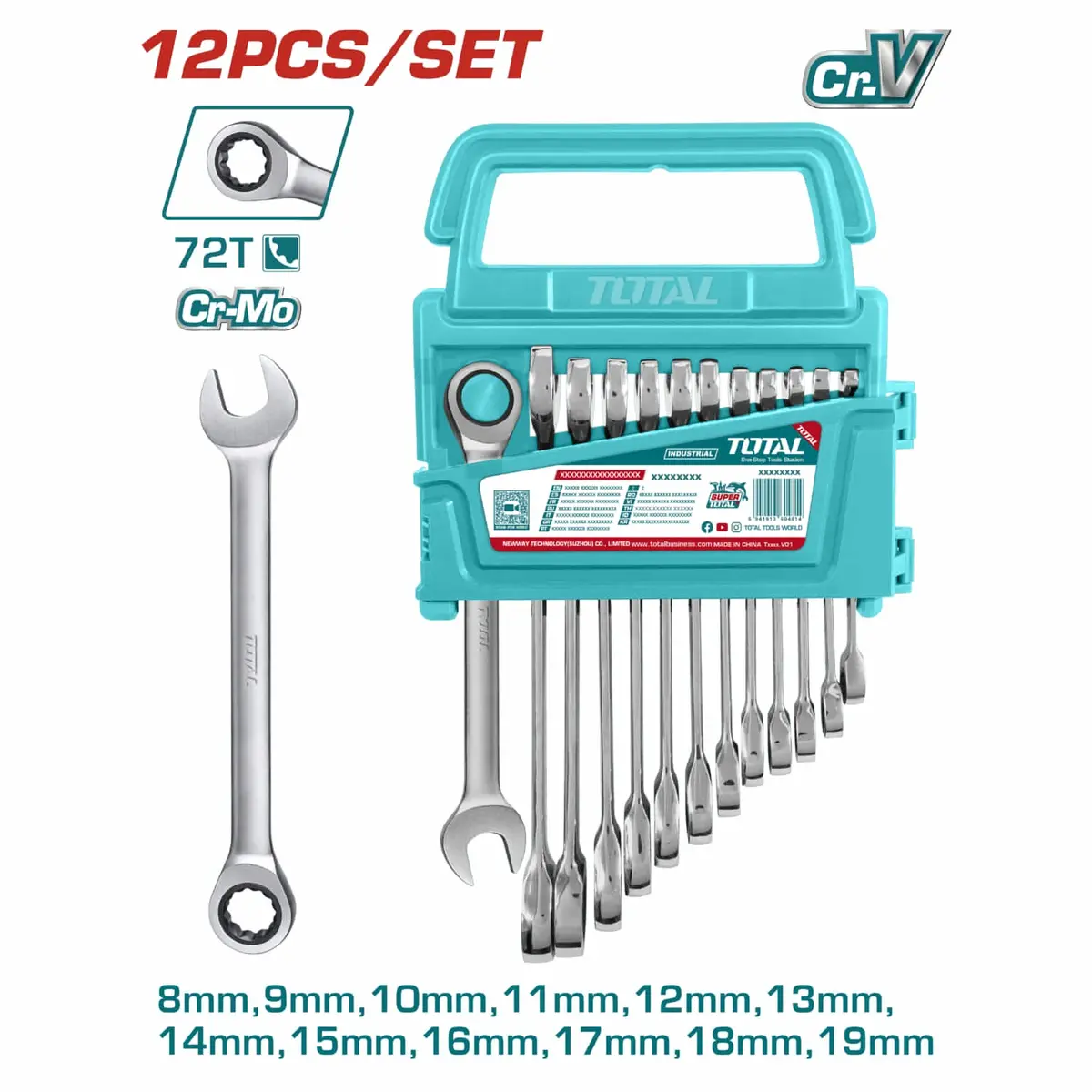 Llaves Combinadas Con Ratchet De 8 A 19Mm. Set De 12 Piezas. Pulido Fino. 1