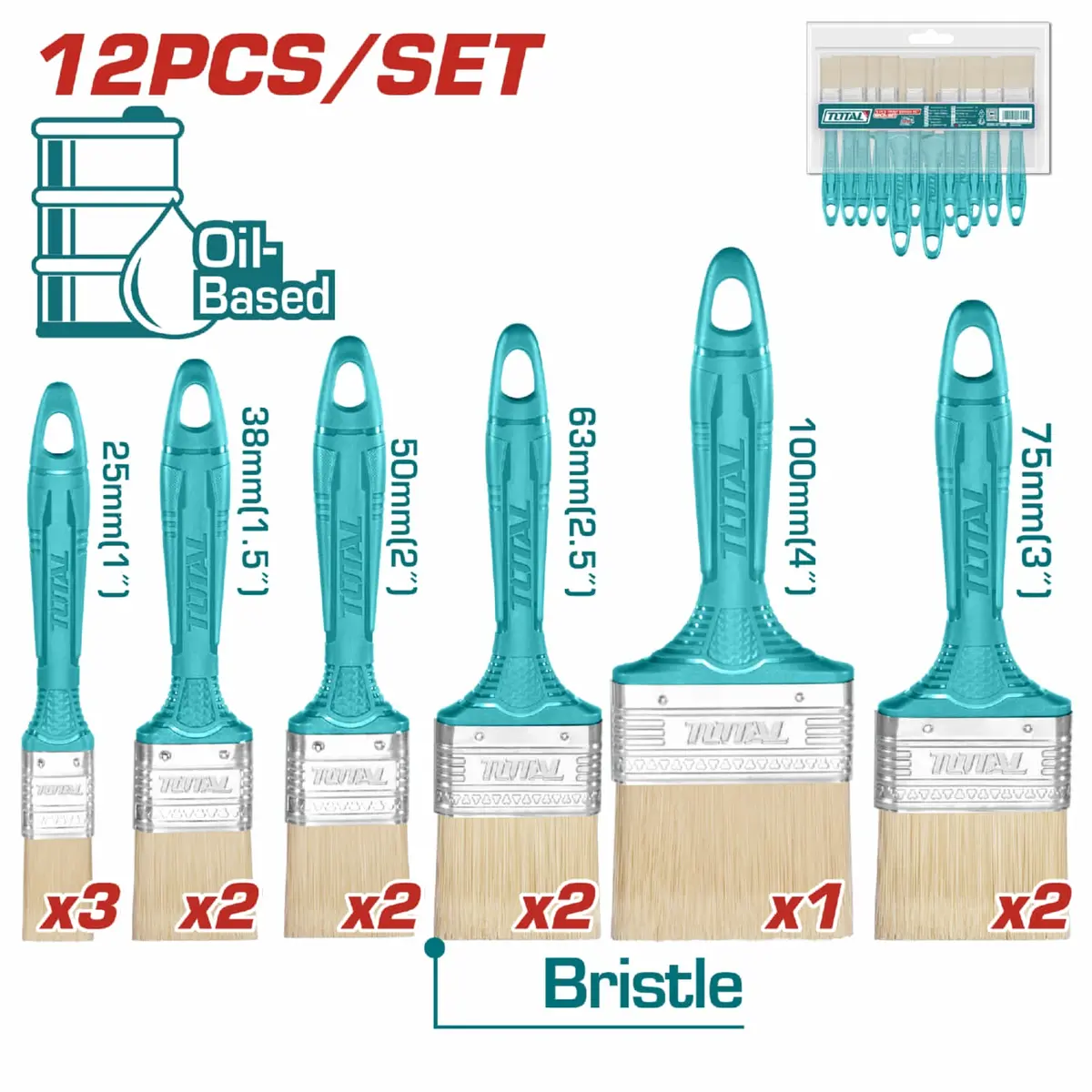 Brochas Para Pintura A Base De Aceite. Set 12 De Piezas. Tamaños Variados De 1" A 4". 1