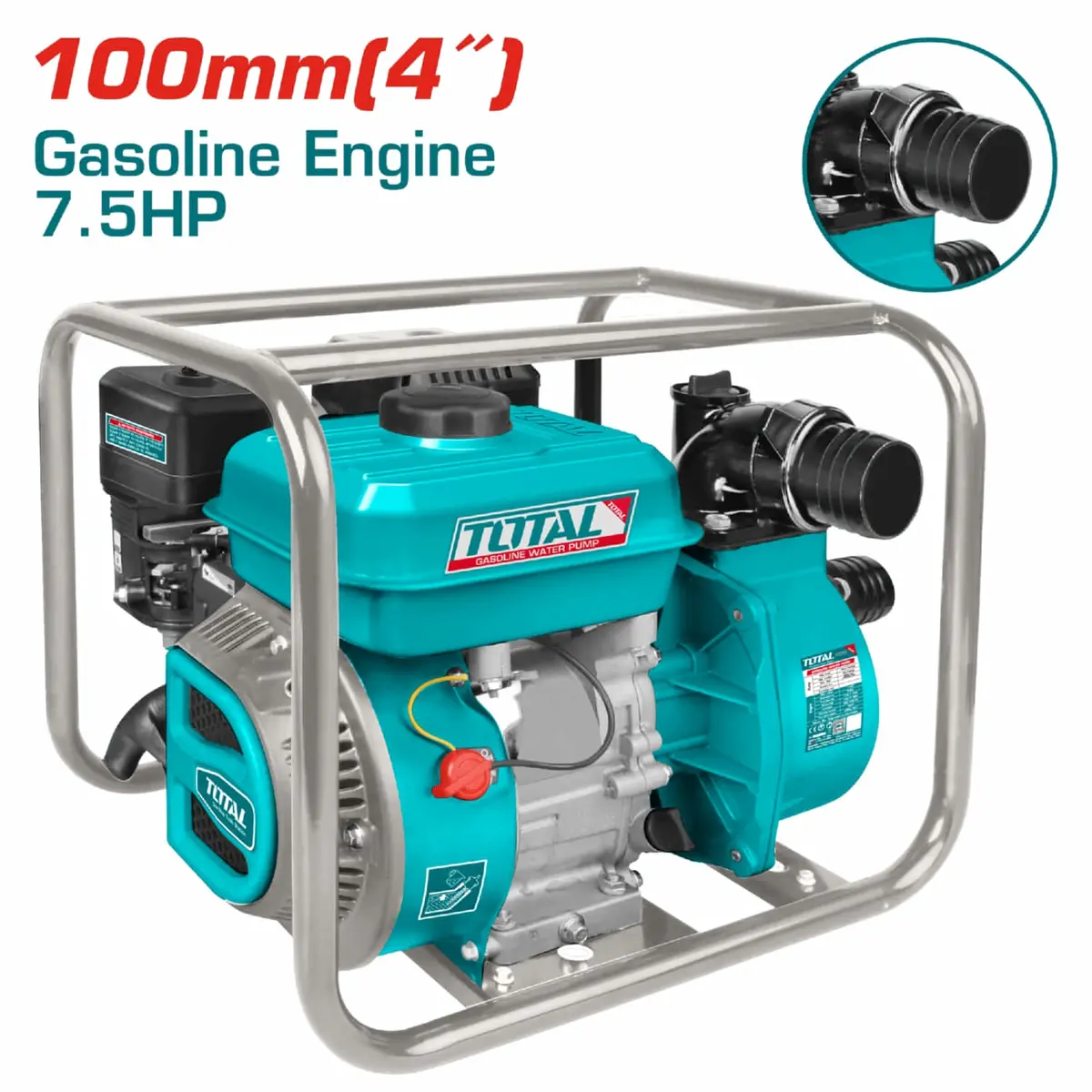 Bomba De Agua A Gasolina 7.5Hp. Diámetro De Salida 100Mm (4"). Flujo Max. 1500 L/Min (Lift 29M). 1