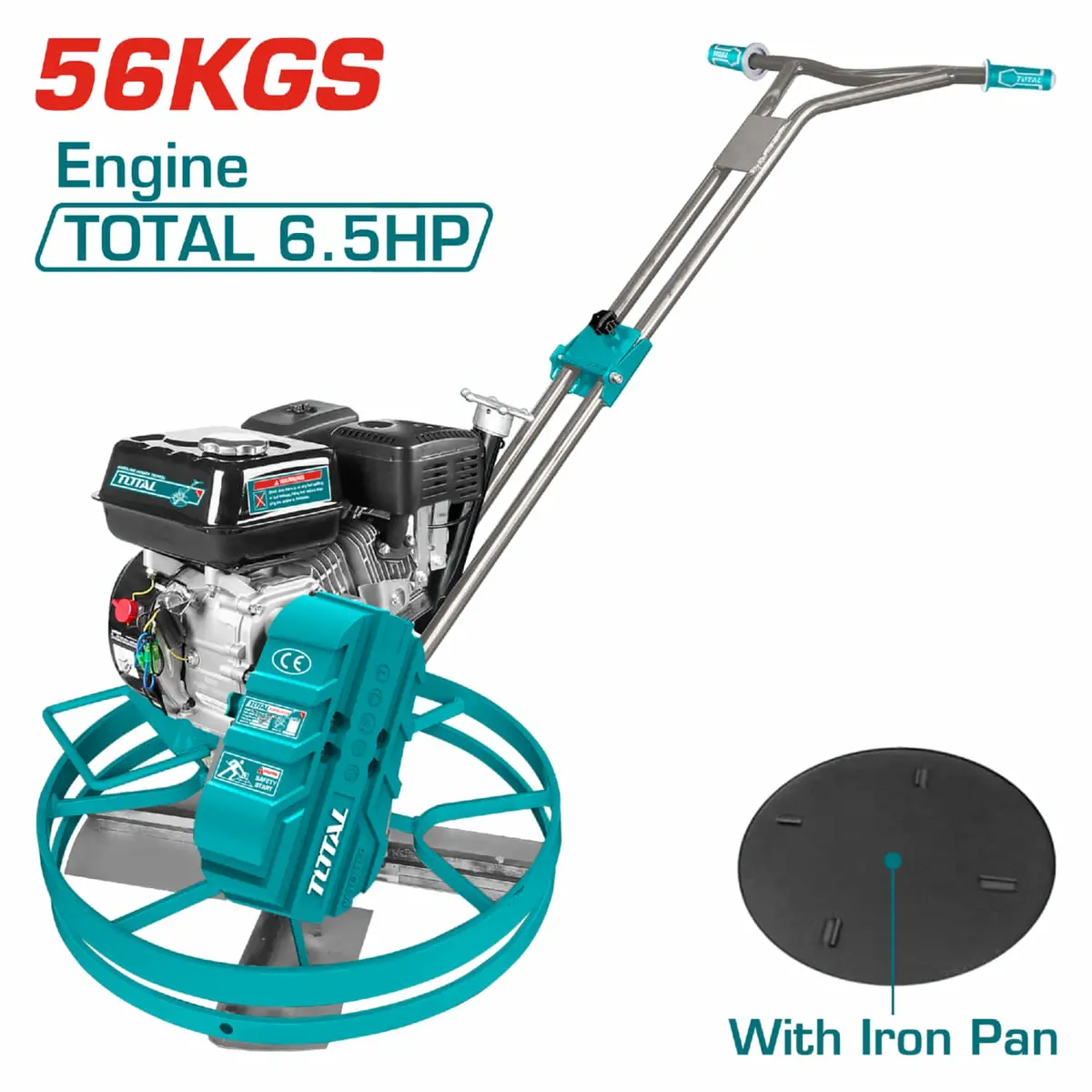 Llana De Poder A Gasolina. Potencia Del Motor: 4.8Kw (6.5Hp). Peso: 56Kg. Con Plato De Hierro. Allanadora De Concreto. 1