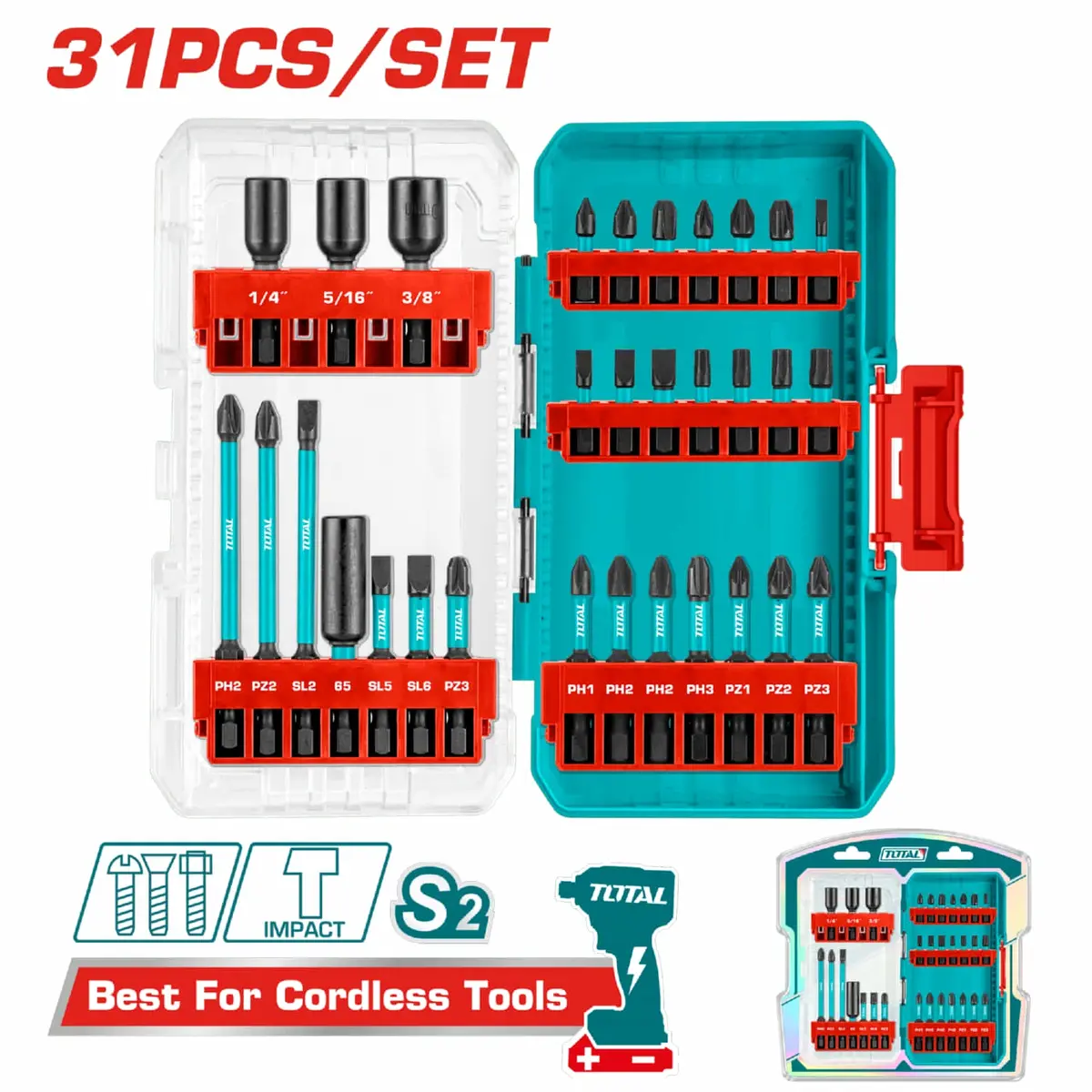 Puntas De Destornillador De Impacto. Set De 31 Piezas Para Taladro. Ideal Para Herramientas Inalámbricas. 1