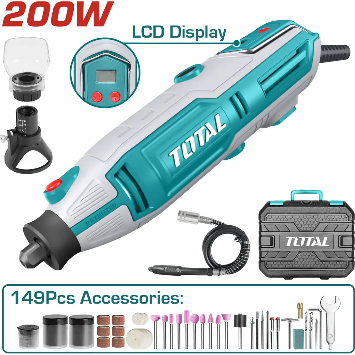 Mini Motoool Total 110V-120V~60Hz 200W. Set De 149 Accesorios. 1