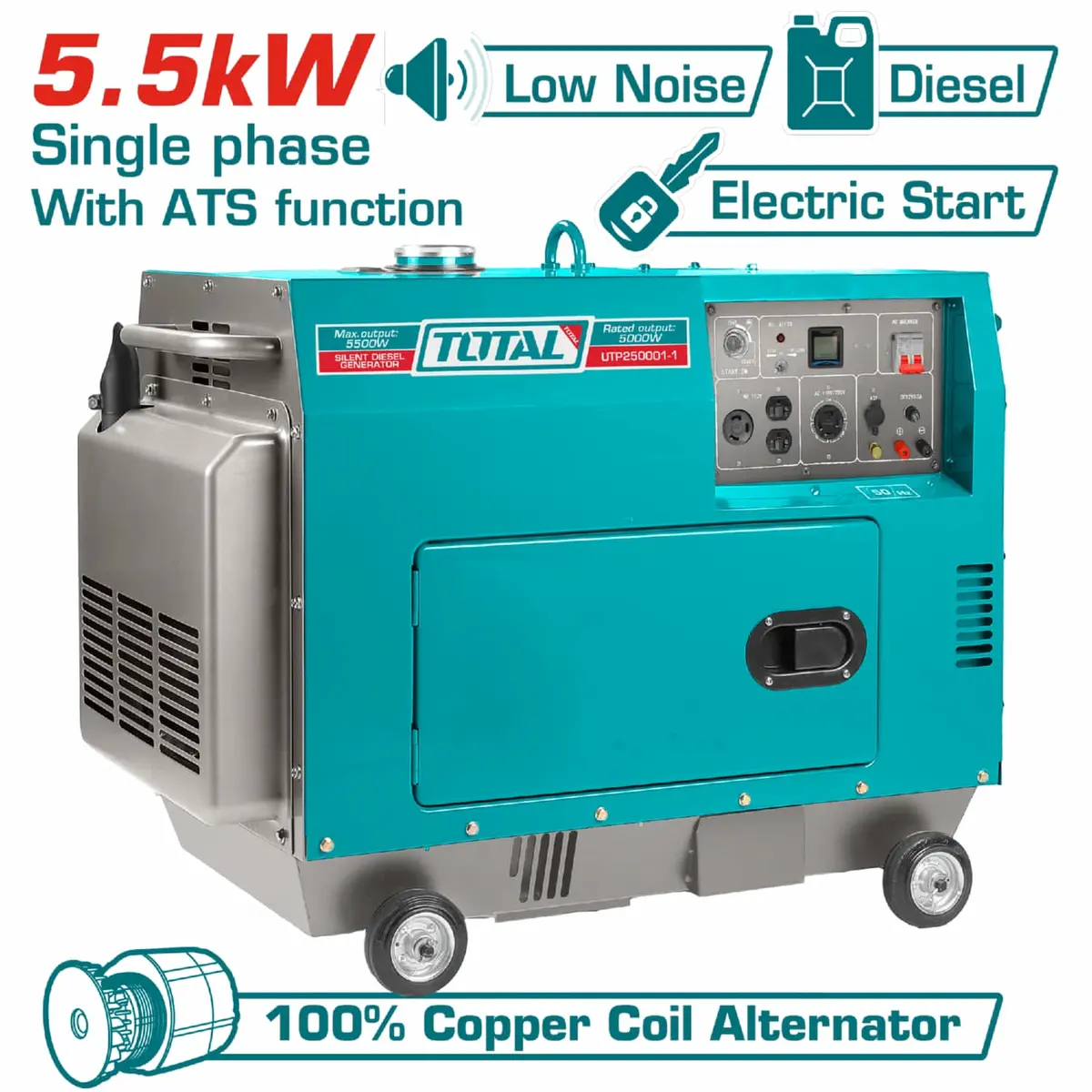 Generador Diésel Silencioso 5.5 Kw Monofásico Con Ats. Motor 9.0 Hp. Velocidad Nominal: 3600 Rpm. Planta Eléctrica. 1
