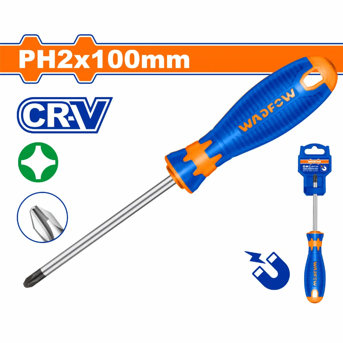 Destornillador Phillips 6.0X100mm S2 Phillips Ph2 Magnético Cr-V 1