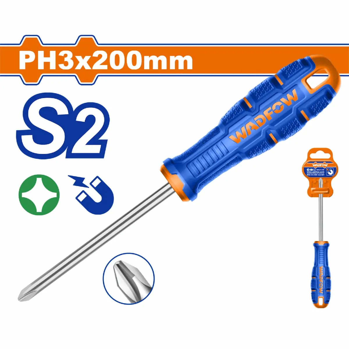 Destornillador Phillips Ph3 Diámetro: 8Mm. Largo:200Mm. Punta Magnetizada. 1