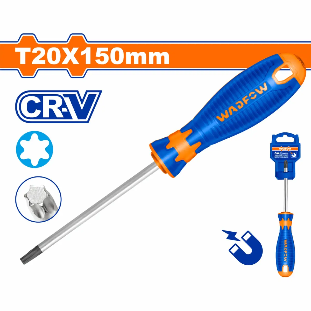 Destornillador Torx 6X150mm Vástago Redondo Cr-V Magnético 1