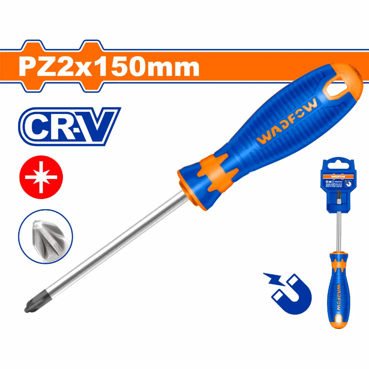 Destornillador Pozidriv Pz2 6X150mm Vástago Redondo Cr-V Magnético 1