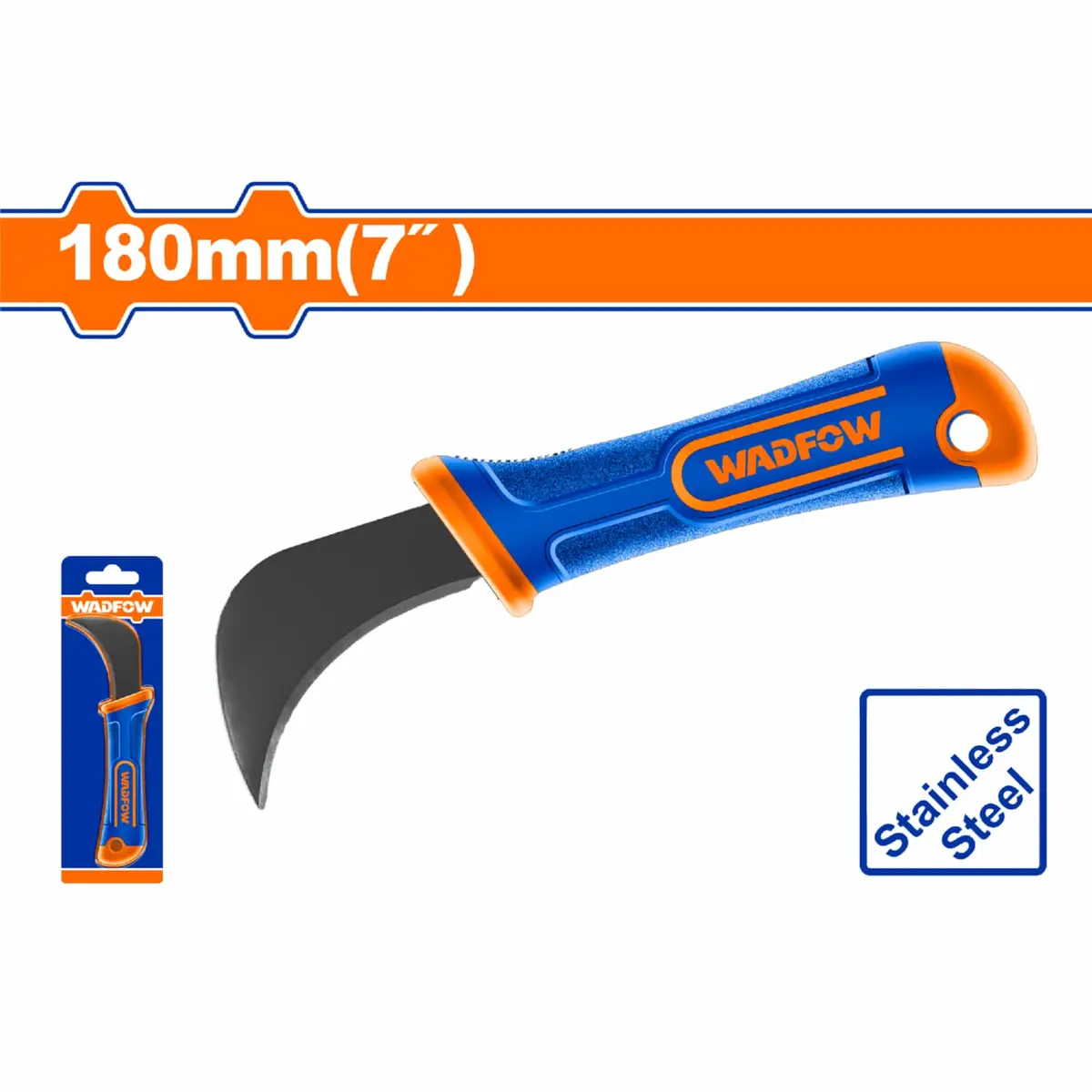 Navaja Curva De Acero Inoxidable 180Mm (7") Cuchilla 1