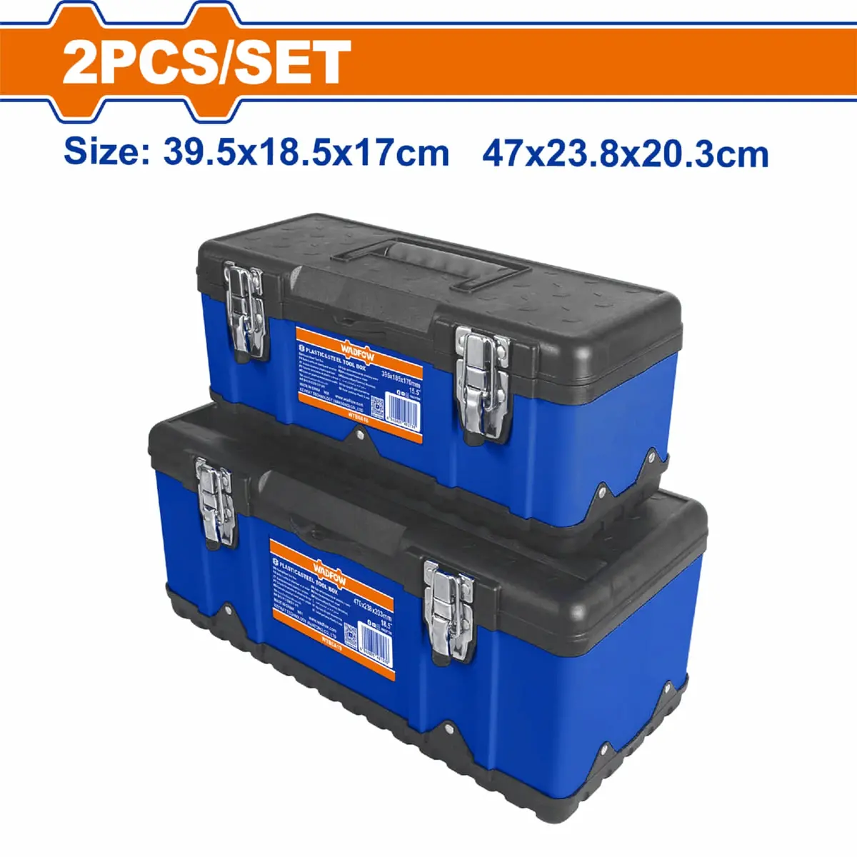Cajas De Herramientas Plásticas Y Acero Tamaño: 39.5X18.5X17cm Y 47X23.8X20.3Cm Con Bandeja Set 2 Pzas. 1