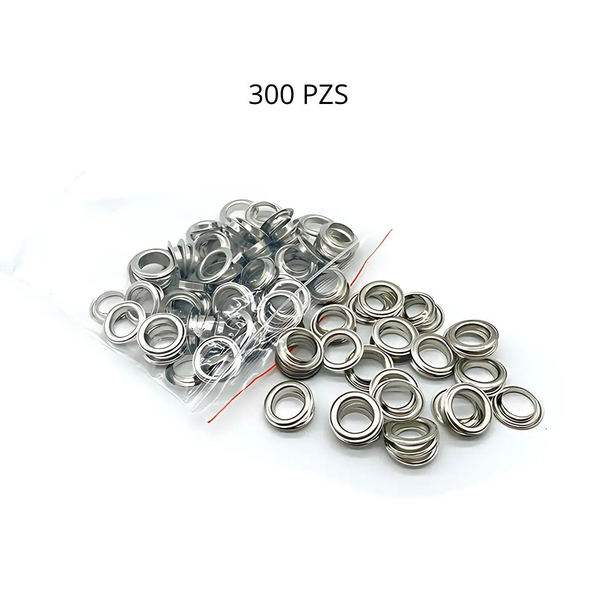 Ojales Metálicos Aros  Plateados De 10 Mm Para Tela, Lona, Cuero Y Plástico. Para Ponchadora Pinza De Ojales (Pack De 300 Unidades) 1