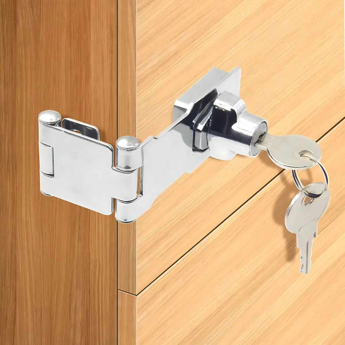 Cerrojo Con Cerradura Y Llave Para Puertas Y Cajones.  Cerradura De Gabinete De Doble Bisagra.Tipo Aldaba 1