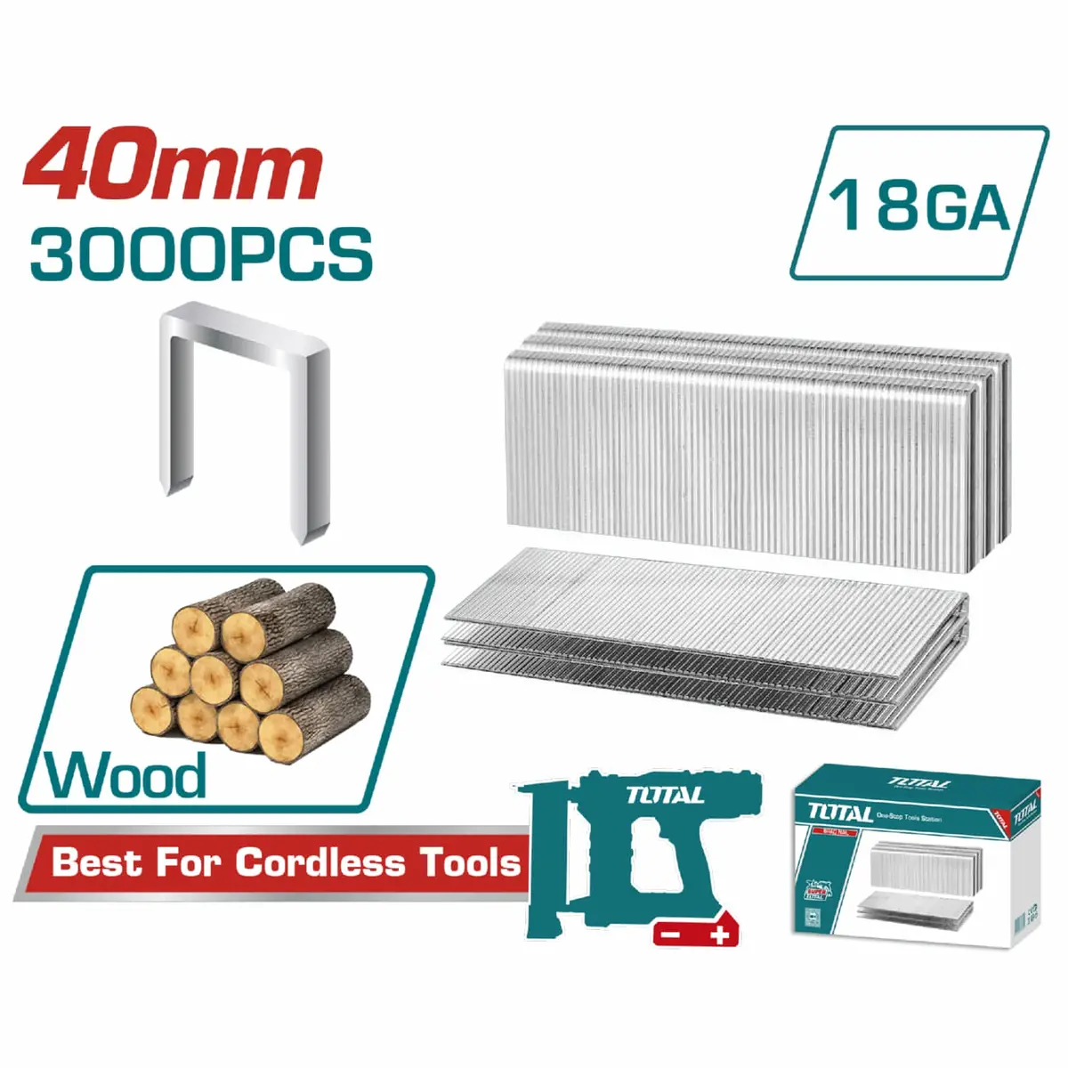 Clavos Para Clavadora De Madera 40Mm 3000 Piezas Por Caja. Apto Para Tcsnli6005, Tcsnli6008. Clavos Tipo Corona. 1