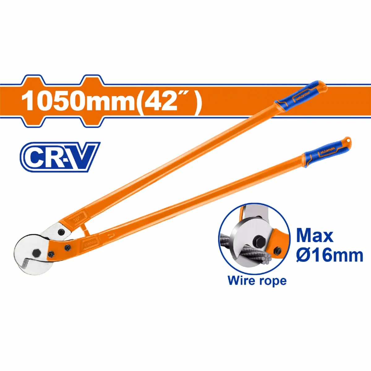Cortador De Cables Trinquete Cortadores 1050Mm (42") Cr-V Rango Corte: 16Mm. Forjado. Acabado Negro. Corta Alambre 1