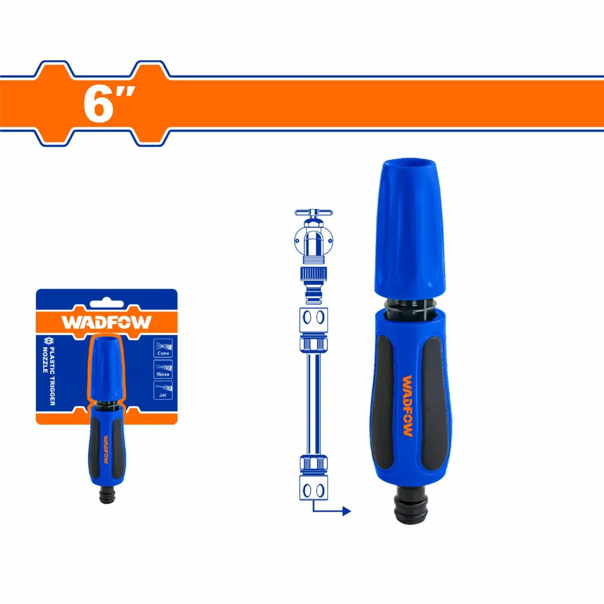 Lanza De Riego Ajustable 6" Boquilla Plástica Abs Alta Resistencia Y 3 Modos Chorro A Cono. Varilla De Agua. 1
